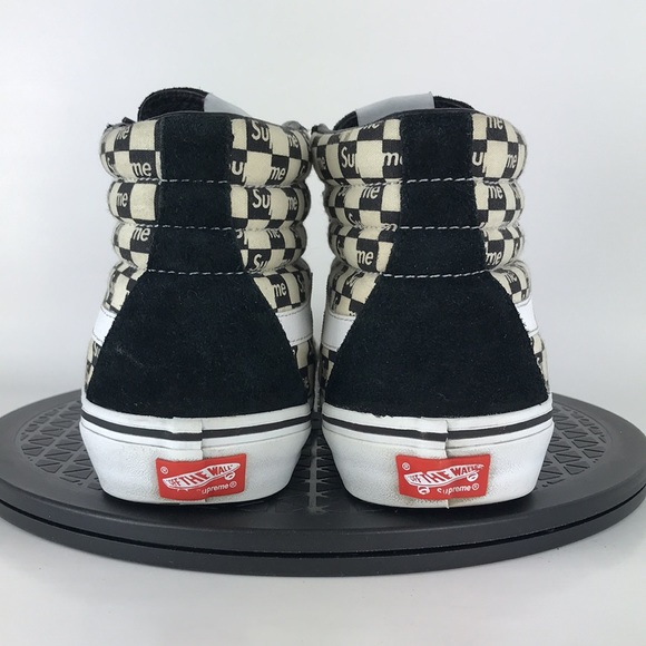 Vans x Supreme Sk8-Hi Pro Checkered Black/White Skate Shoes Men's Size 8.5 - Picture 6 of 16